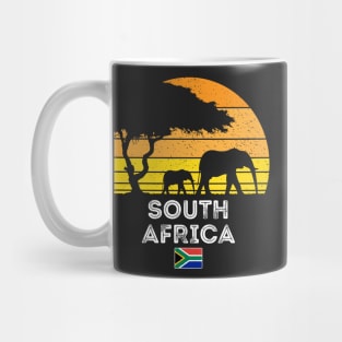South Africa Elephant Safari Savannah Sunset Africa Flag Mug